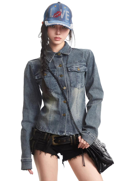 Retro Casual Short Denim Jacket Top
