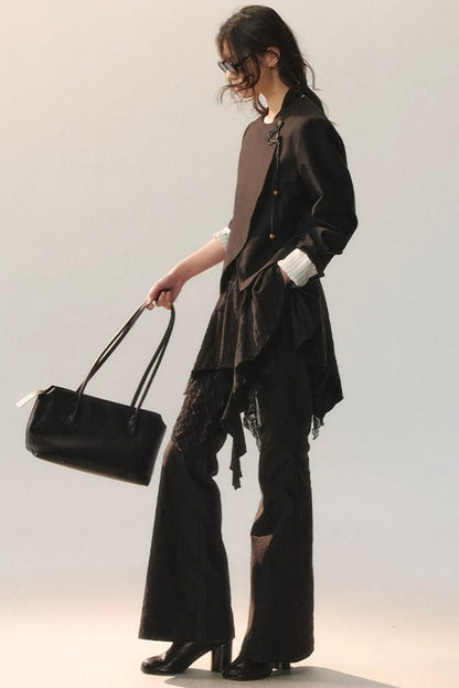 Minimalist One-Button Black Coat