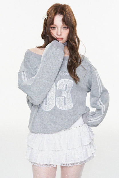 One-Shoulder Slouchy Ballet Sweatshirt
