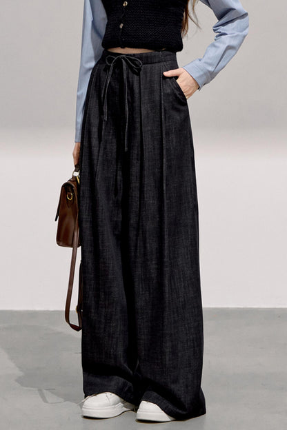 Cool Commuter Denim Wide-Leg Pants