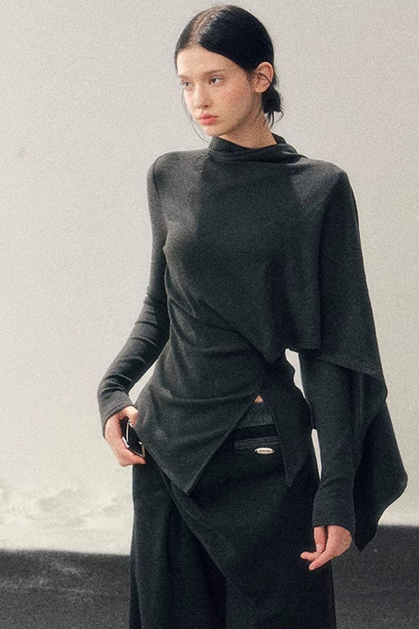 Irregular Waist-Cinching Winter Top