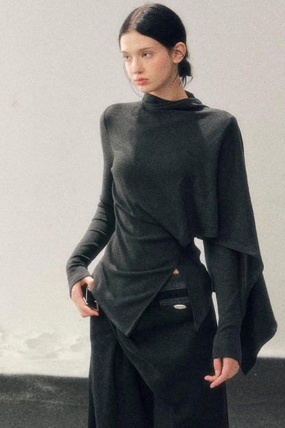 Irregular Waist-Cinching Winter Top