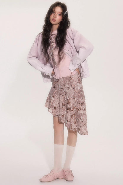 Pink Gradient Burst Leather Jacket