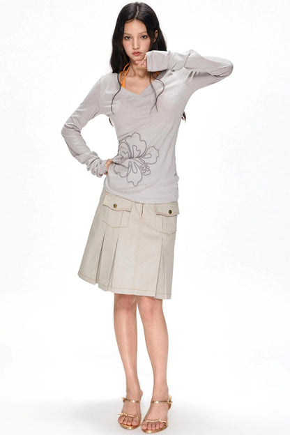 Vintage Pleated Midi Skirt