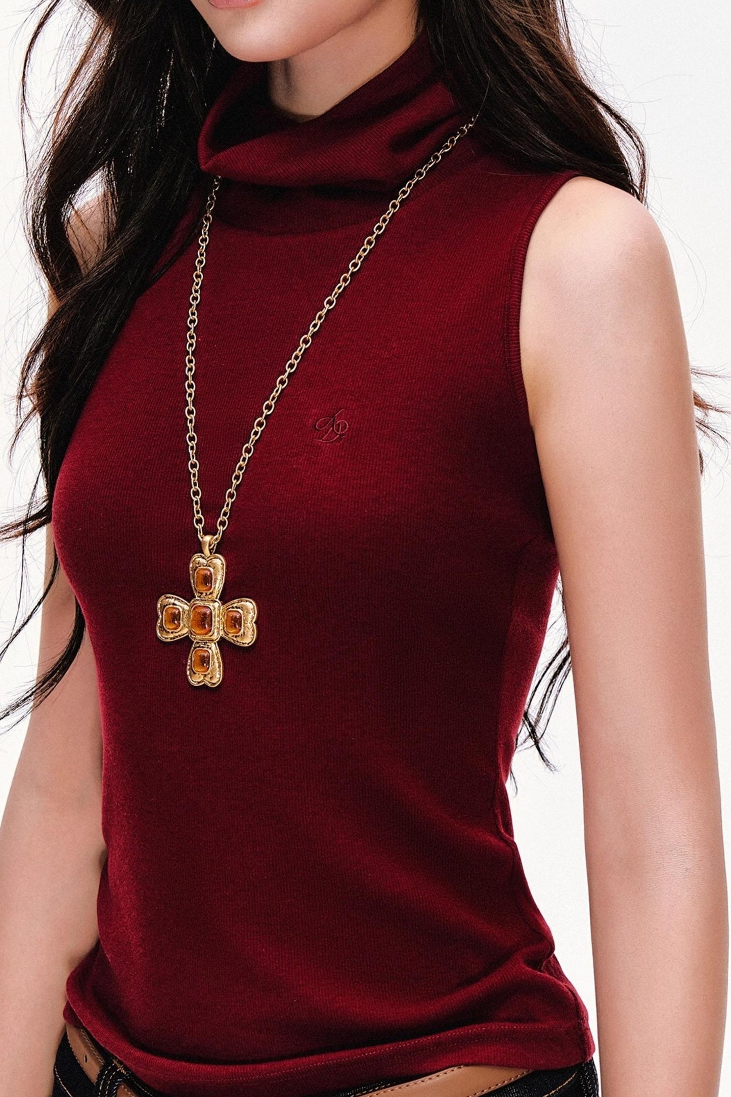 Turtleneck Knitted Sleeveless Top