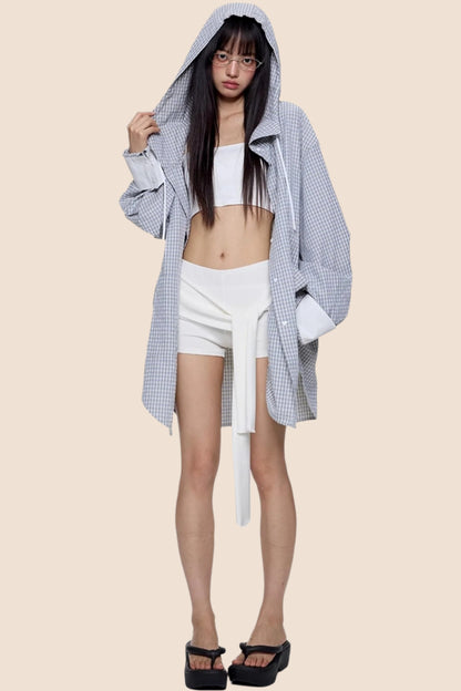 Plaid Hooded Casual Jacket