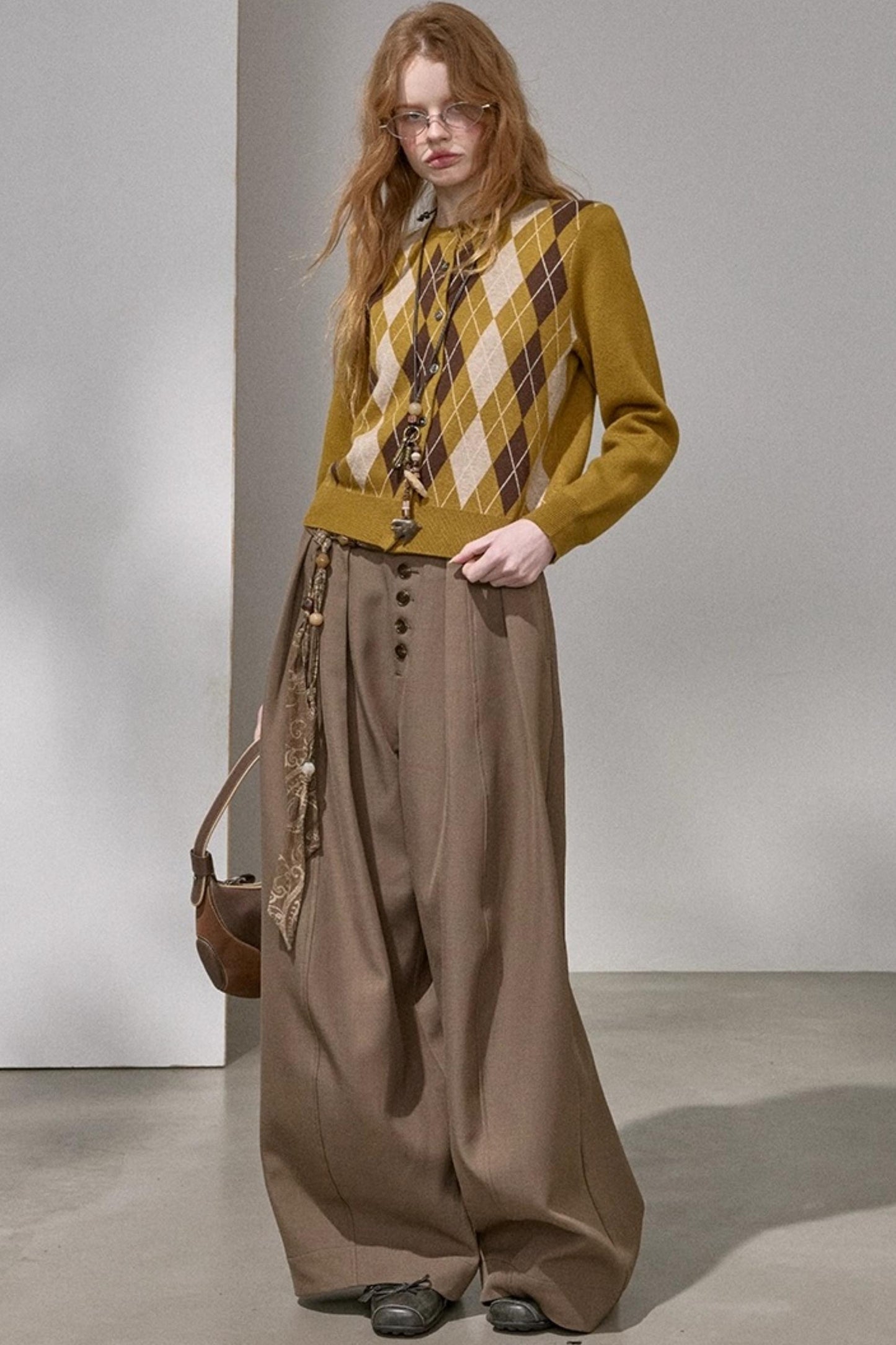 Button Pleated Winter Pants