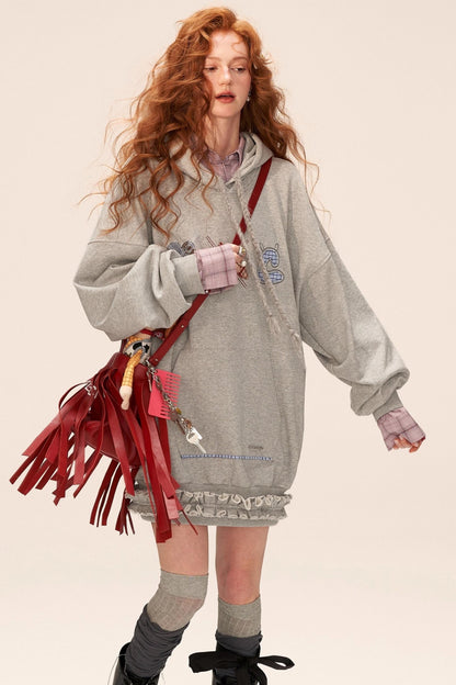 Patch Plaid Hooded Dress