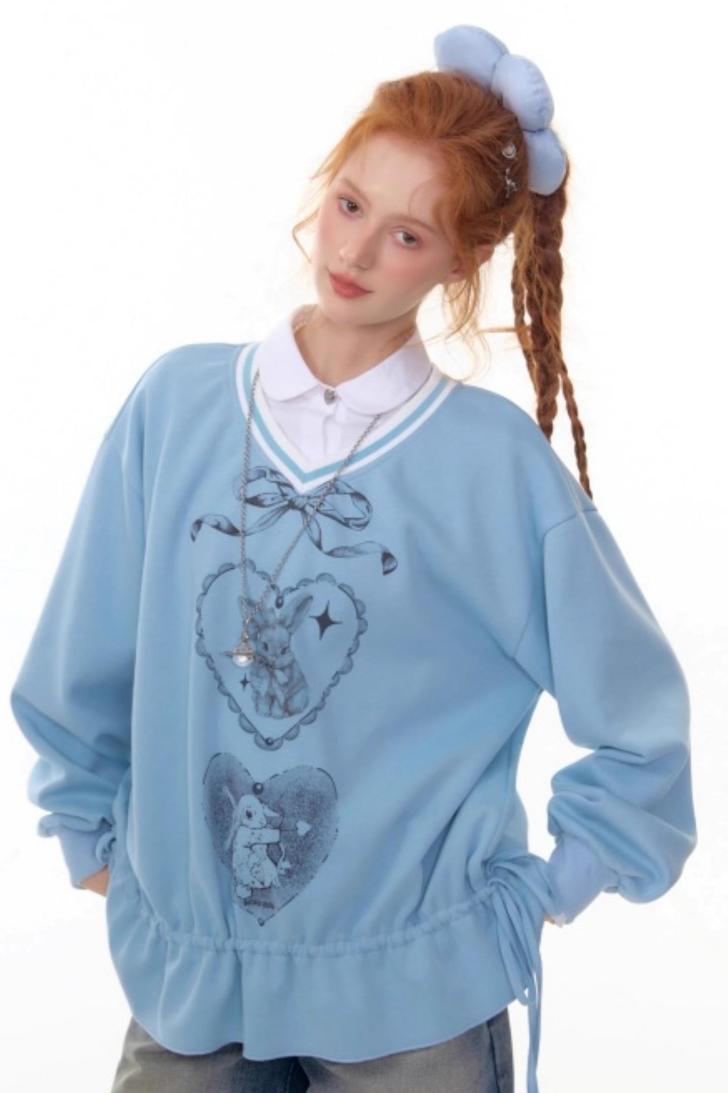 Retro Rabbit V-Neck Sweatshirt