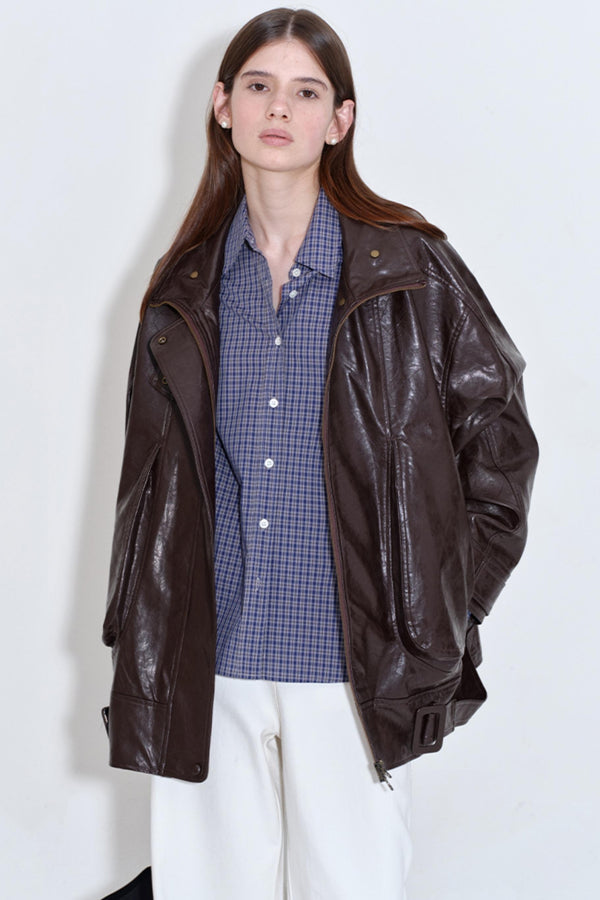 Cool Three-dimensional Oil Wax Leather Jacket