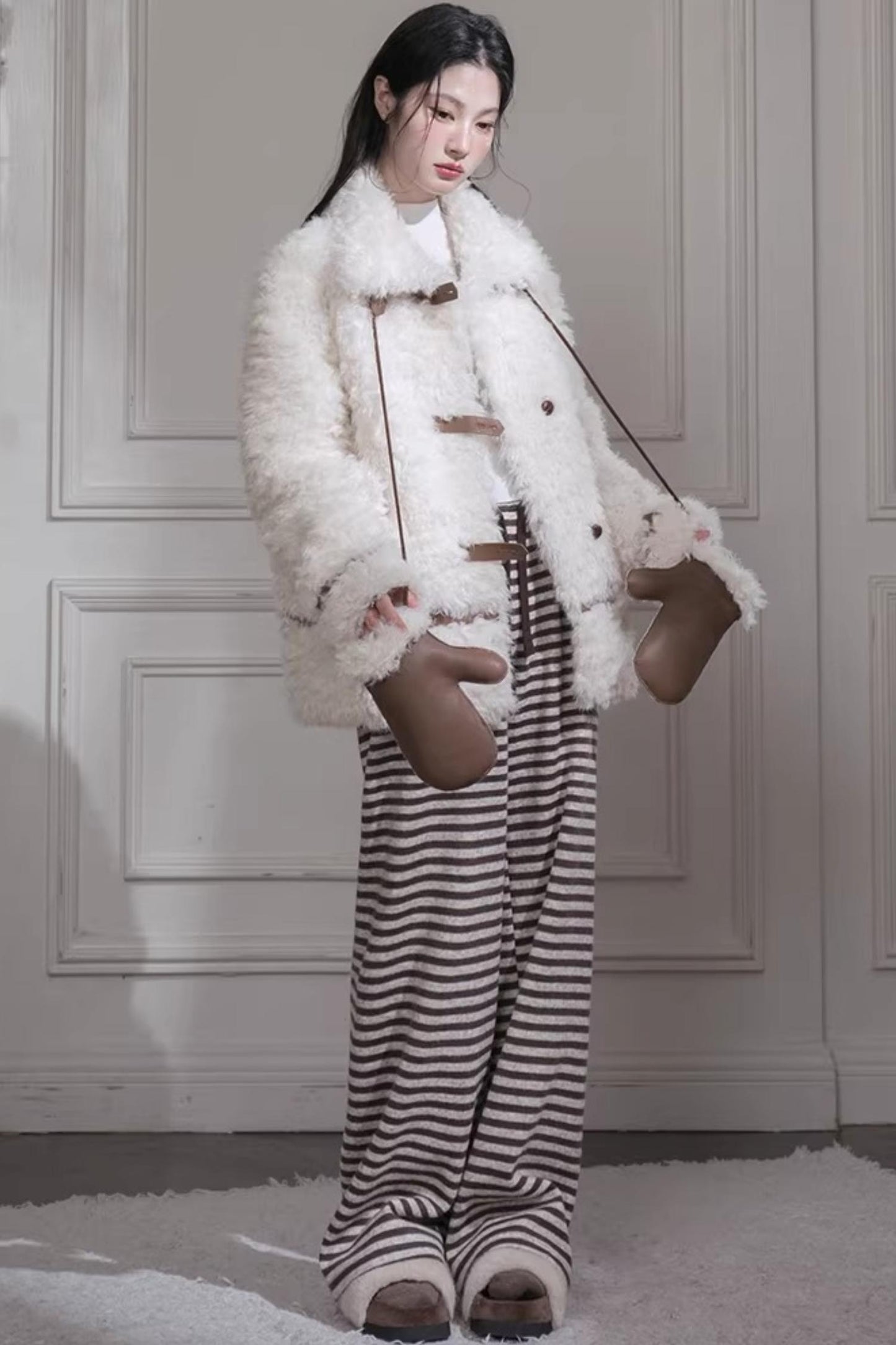 Velvet Curly Fur Coat Set