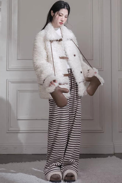 Velvet Curly Fur Coat Set