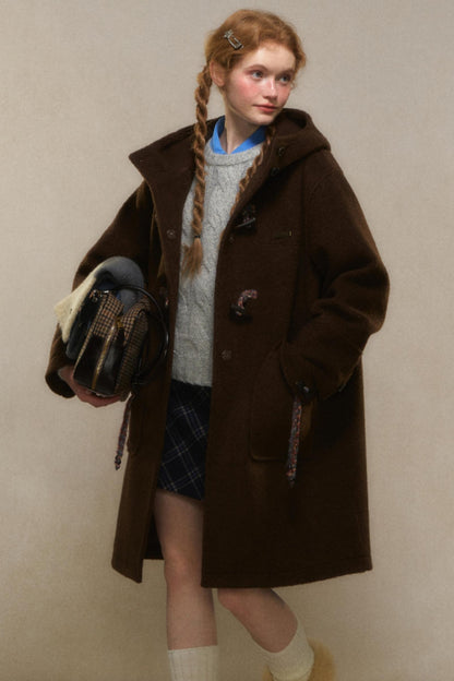 Mid-Length Varsity Style Wool Coat