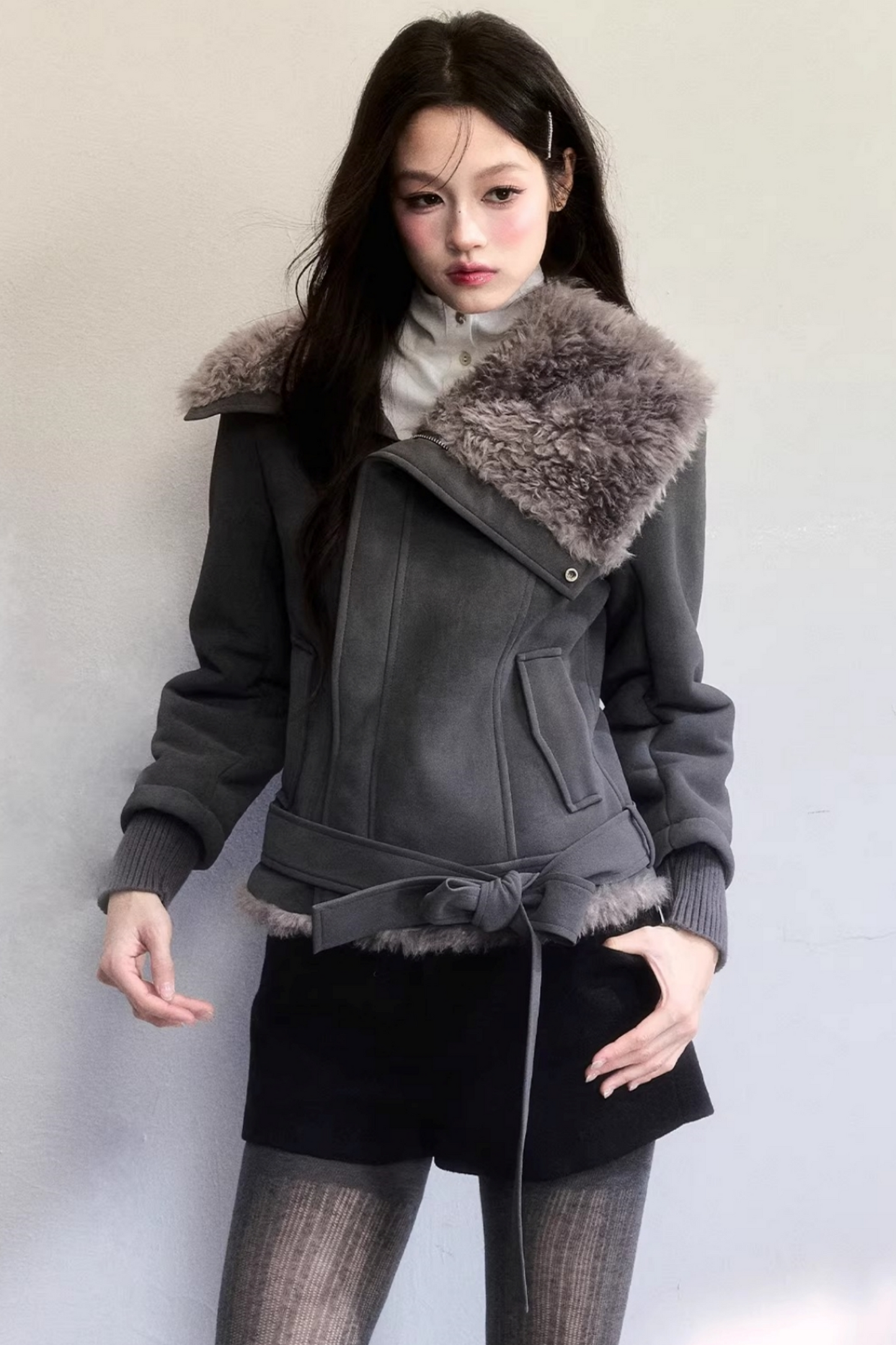 High-Sense Fur Collar Coat