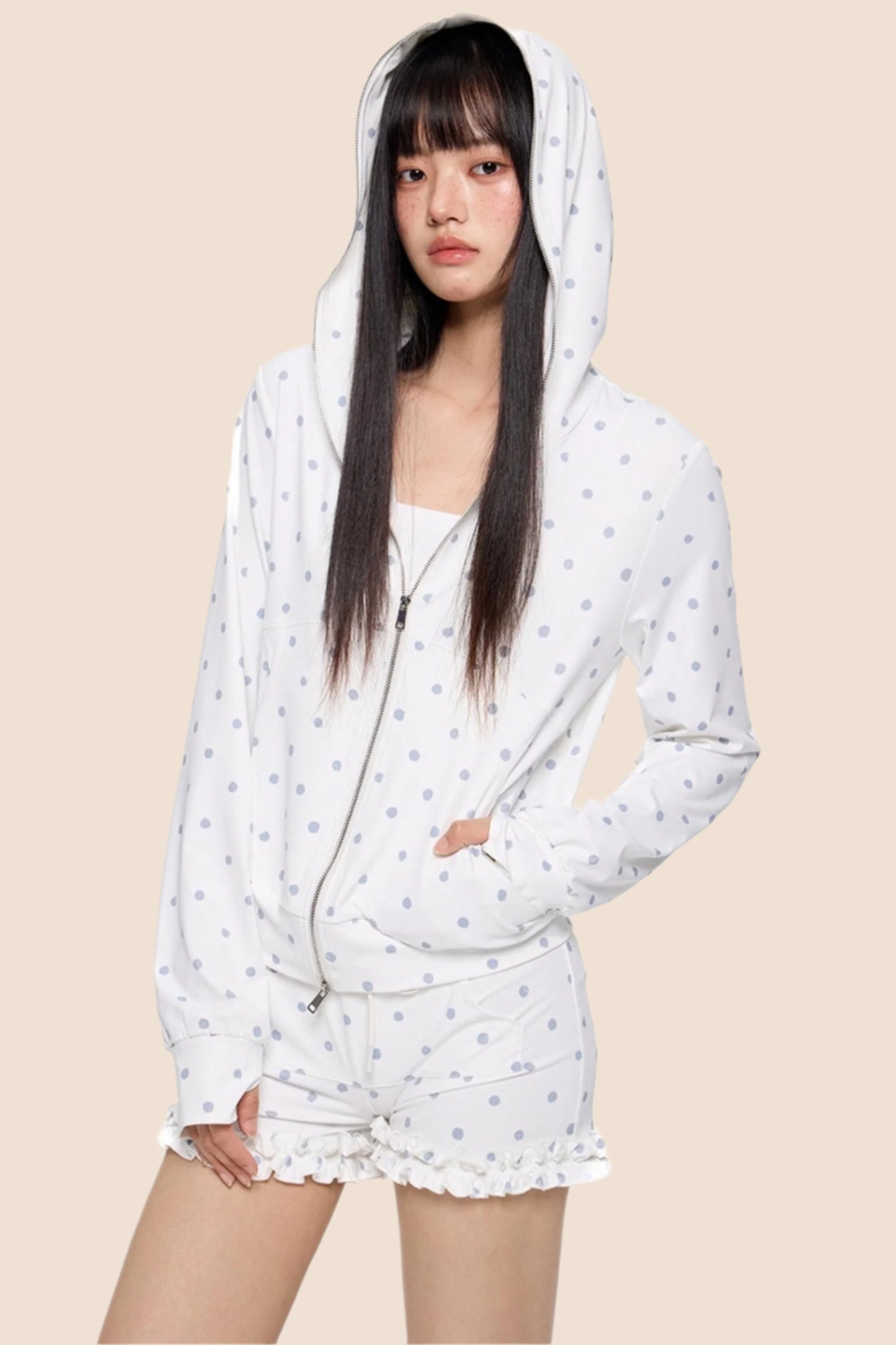 Summer Polka Dot Hoodie Set-Up