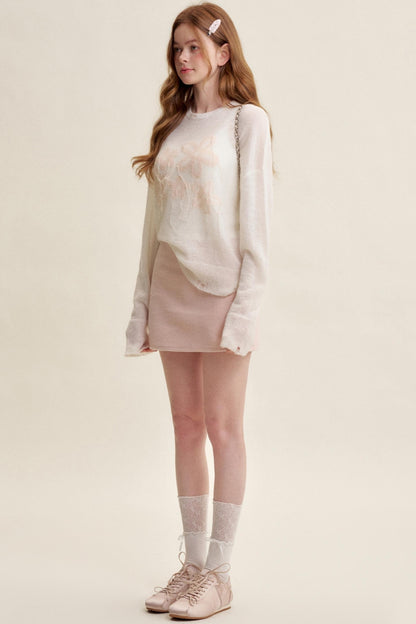 Colorful Mohair Floral Knit Sweater