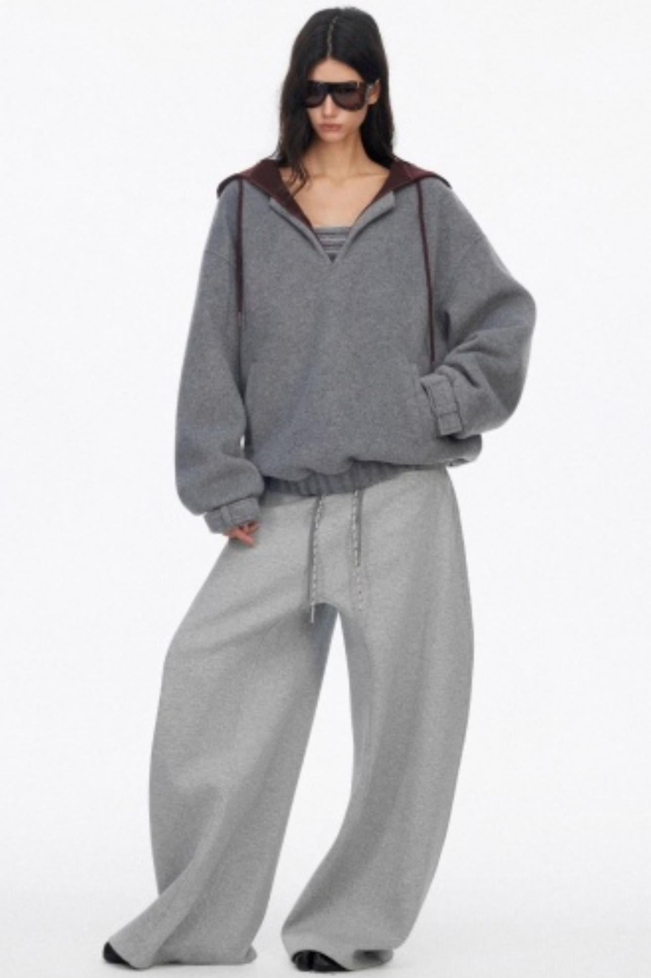 Loose Wool V-Neck Knit Sweatshirt