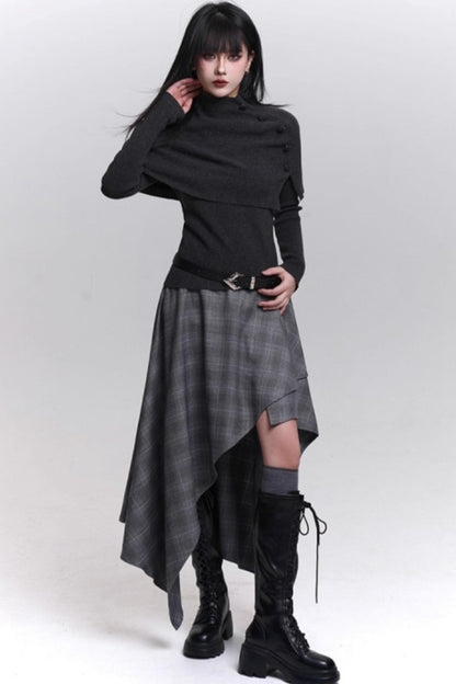 Stunning Gray Plaid Skirt