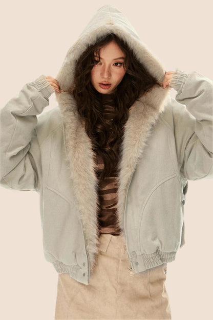 Plush Collar Padded Winter Jacket