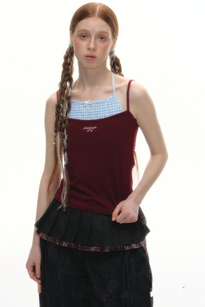 Faux Two-Strap Bow Tie Top