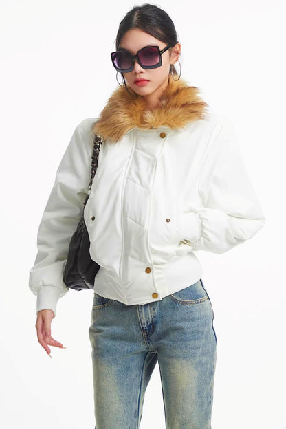 Korean Black Fur Collar Jacket