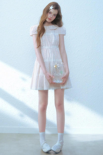 Pink Stripes Lace Dress