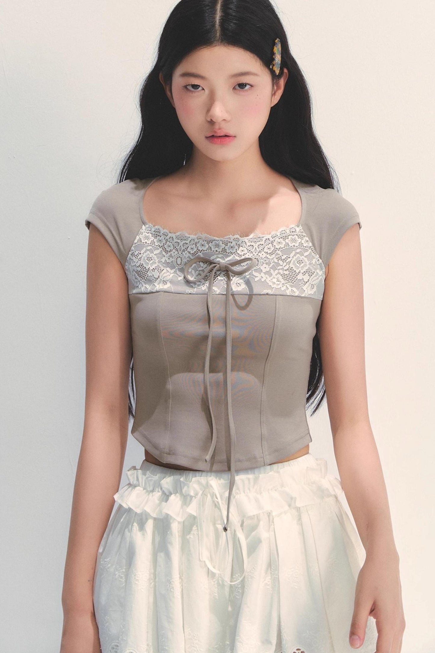 Cotton Lace Peplum Top