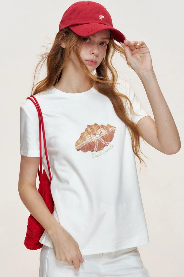 Croissant Lace Short Sleeve T-Shirt