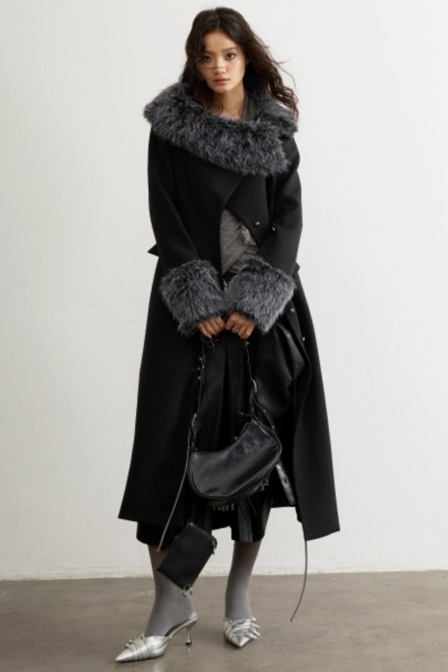 Retro Wool Fur-Collar Coat