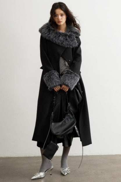Retro Wool Fur-Collar Coat