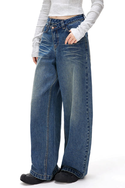 Vintage Distressed Whiskered Jeans