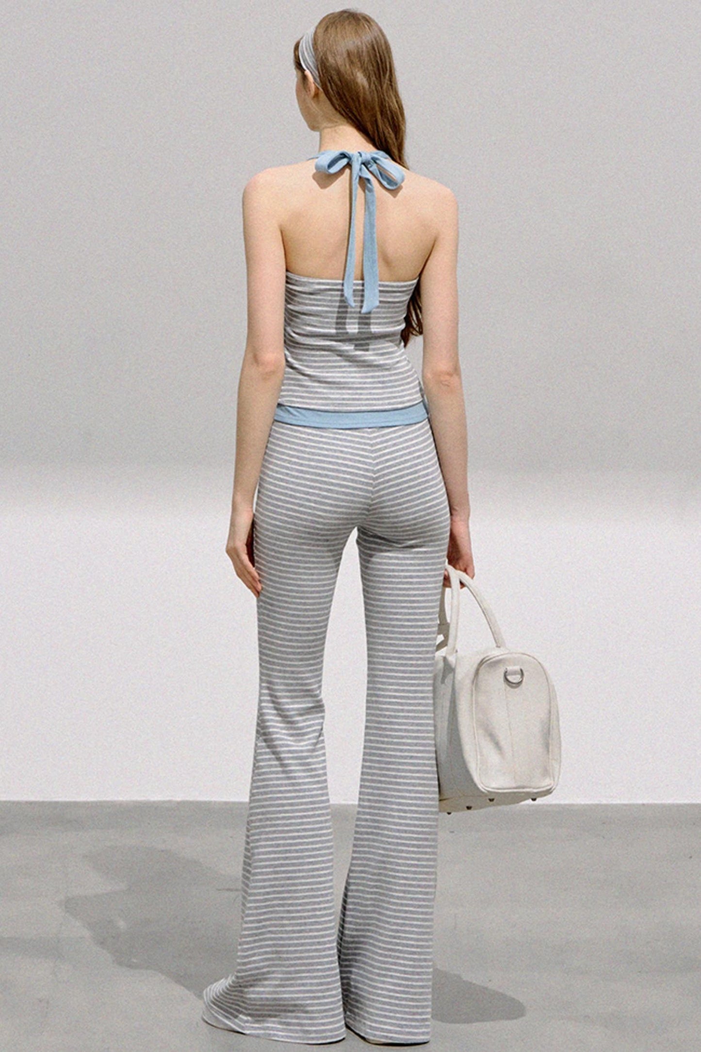 Striped Halterneck Knit Top Set-Up