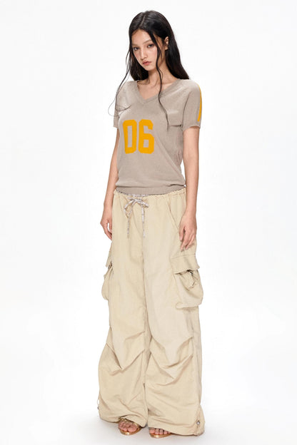 Color Block V-Neck Knit Tee