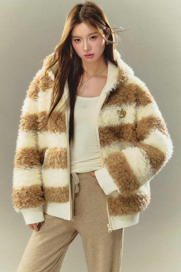 Hooded Furry Casual Winter Top