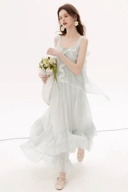 Tencel Ruffle Two-Piece Dress