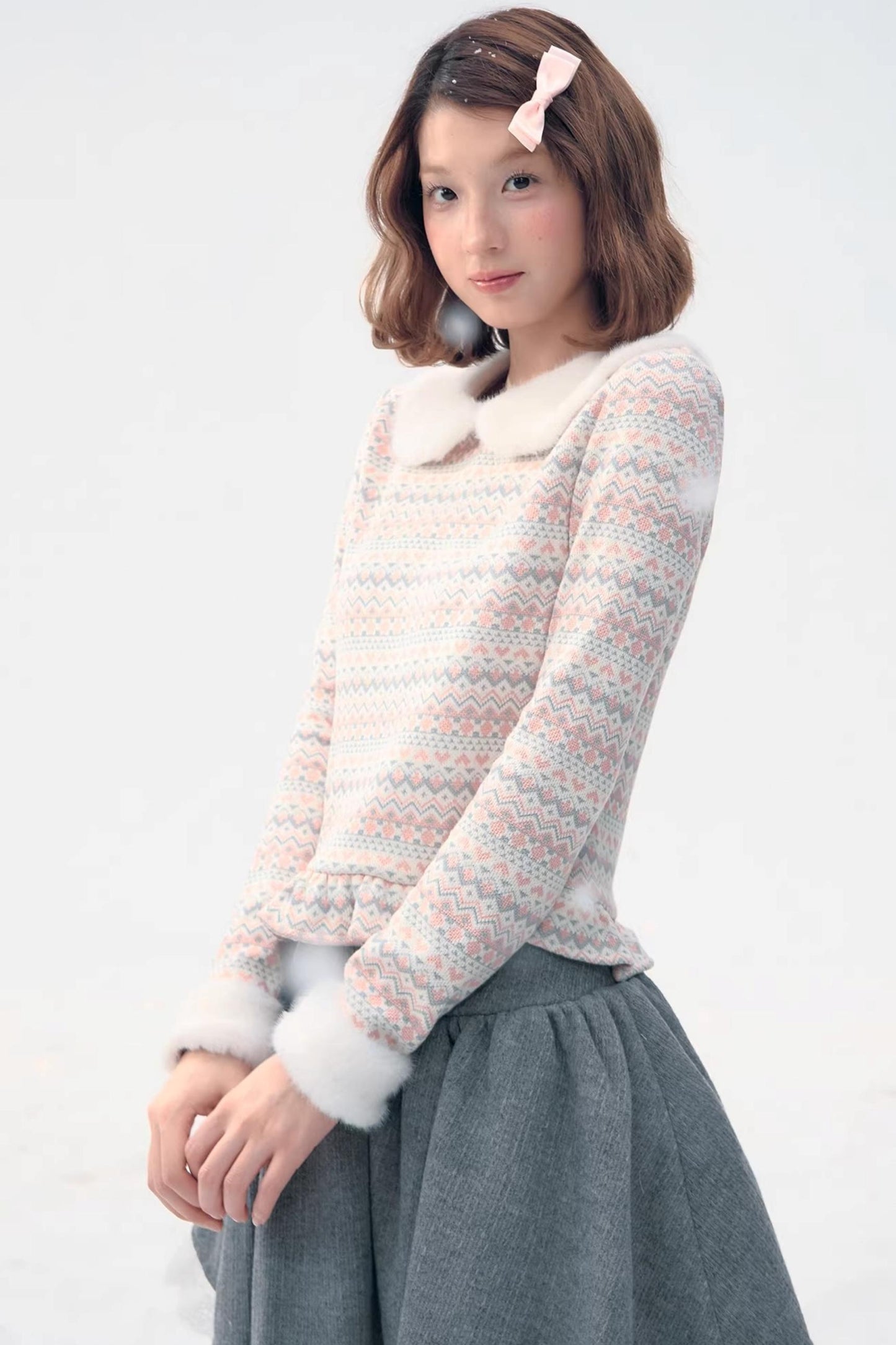 Fair Isle Polka Dot Knit Top