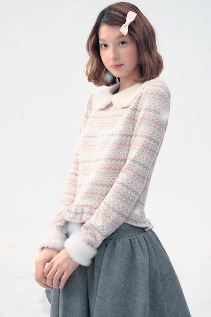 Fair Isle Polka Dot Knit Top