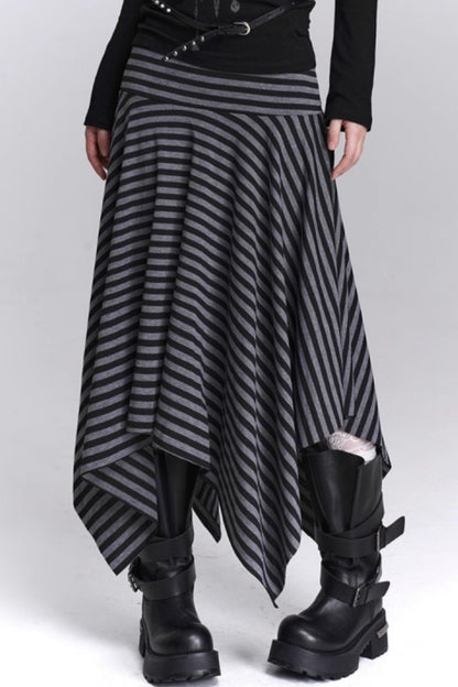 Asymmetrical Striped Skirt