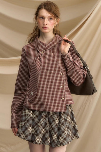Relaxed Diagonal Plaid Shirt