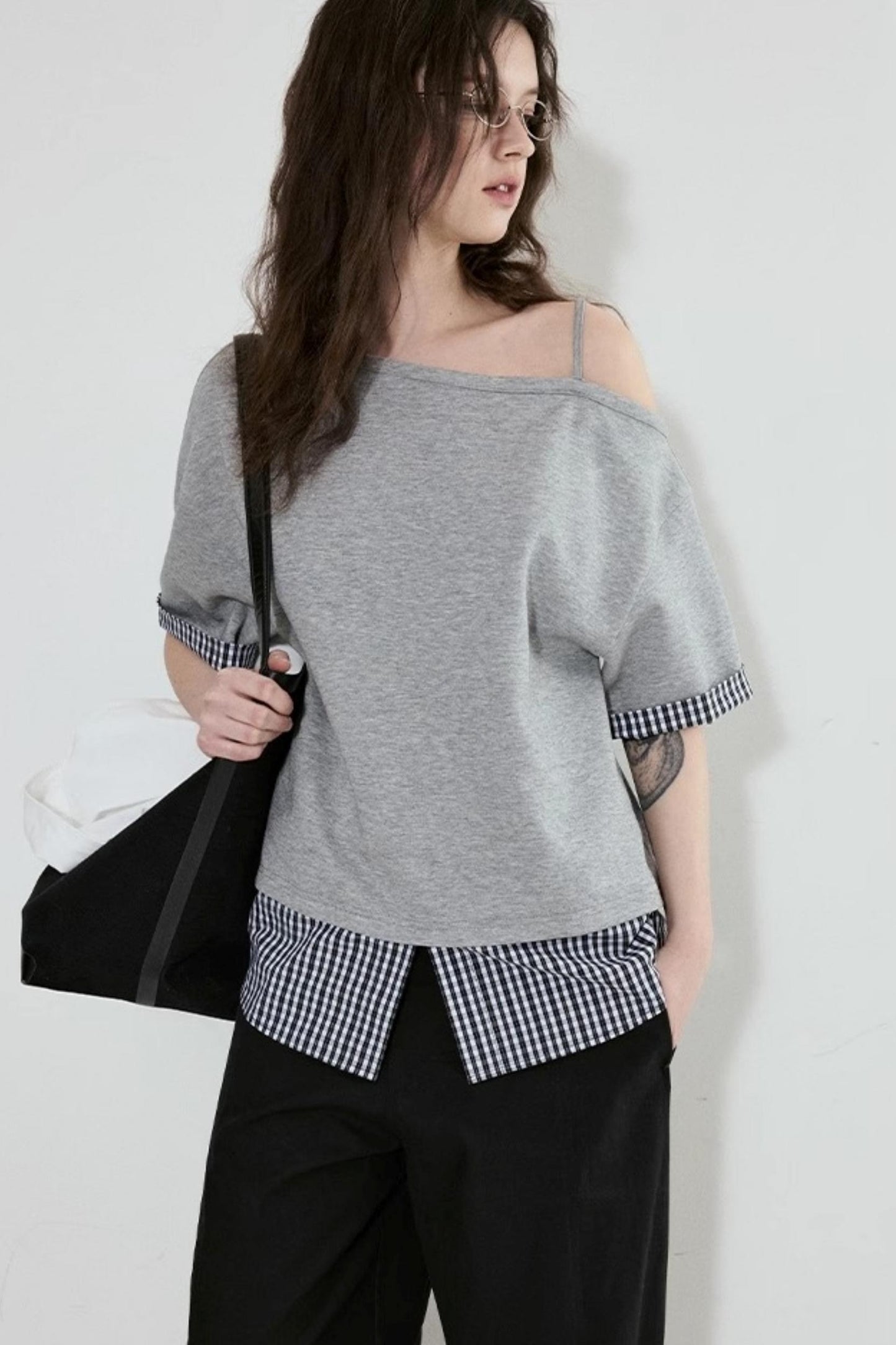 Gray One-Shoulder Tee