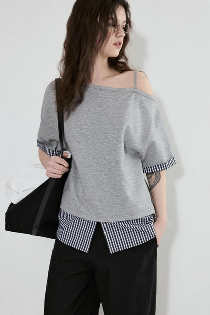 Gray One-Shoulder Tee