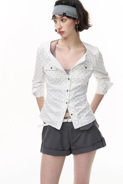 Slimming Retro Polka Dot Shirt