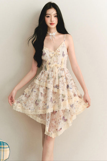 Butterfly Lace Halter Dress