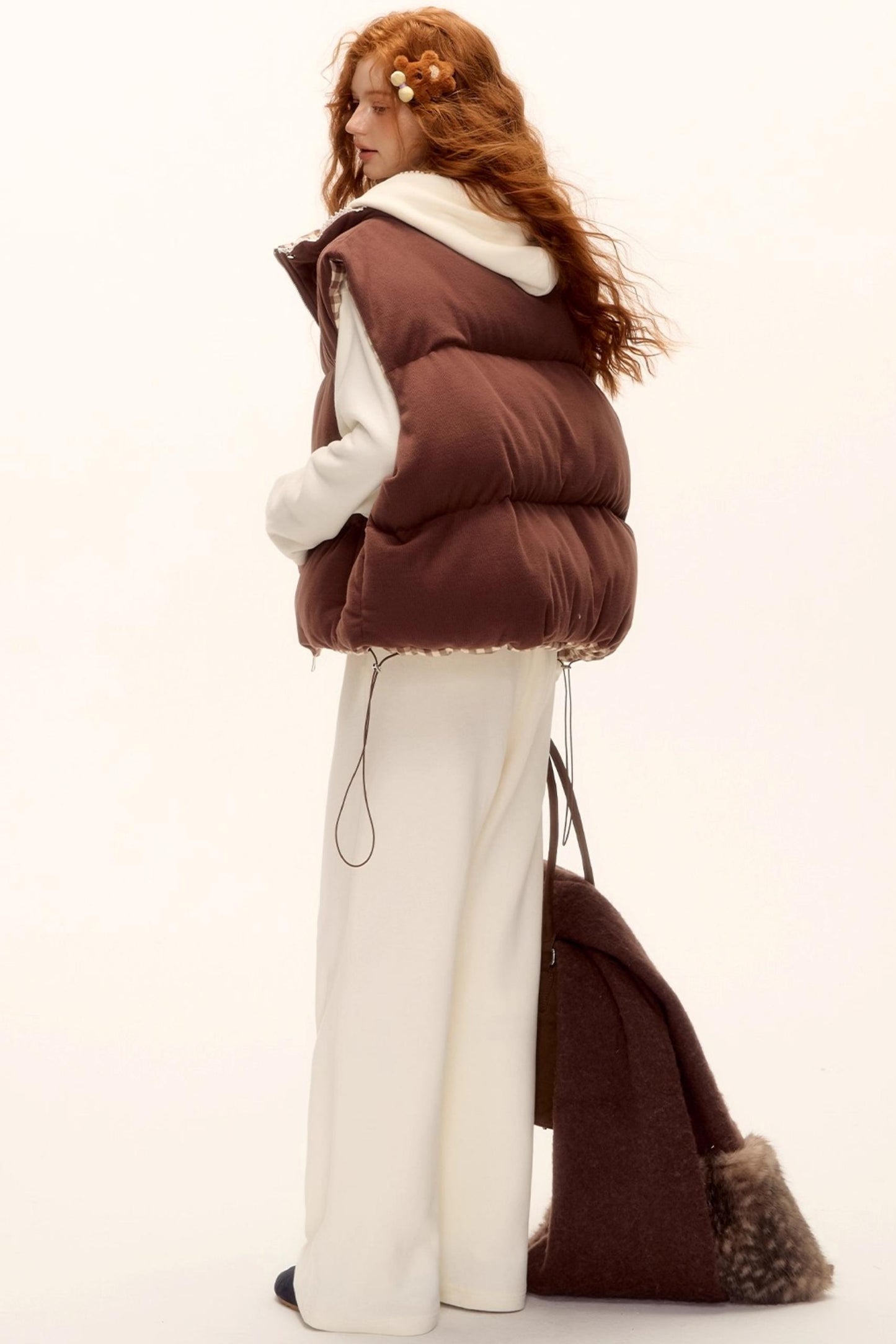 Reversible Plaid Lace Vest Jacket