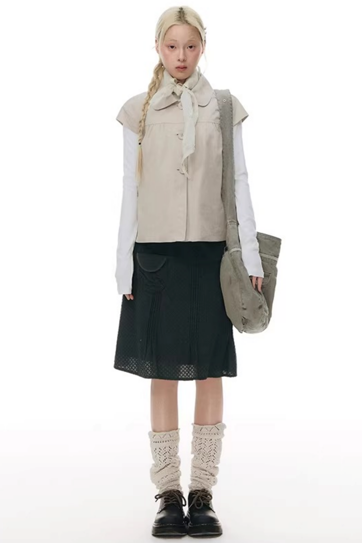 Doll Collar Flutter Sleeve Cardigan