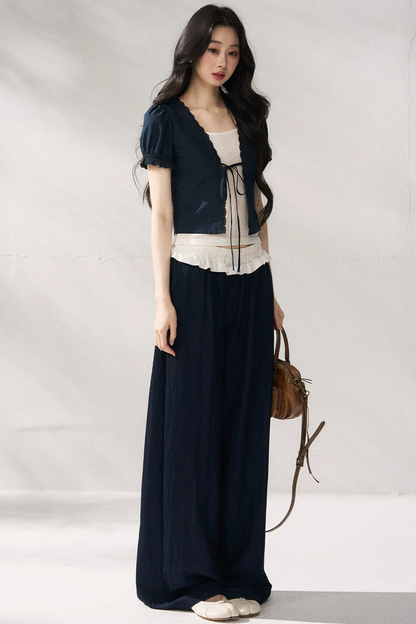 Floral Lace Suspender Cardigan Set-Up