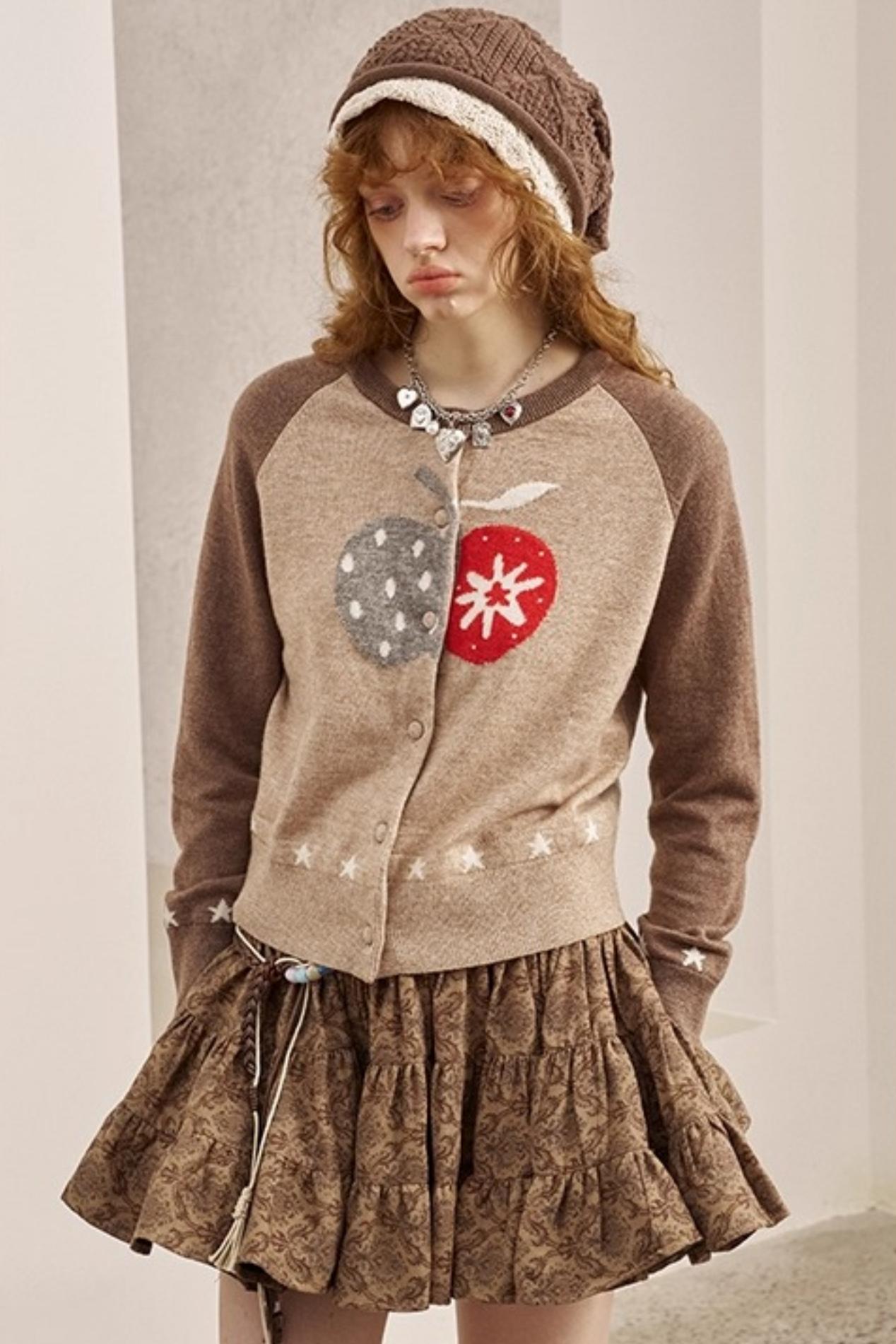 Apple Wool Blend Slim Fit Knitted Cardigan