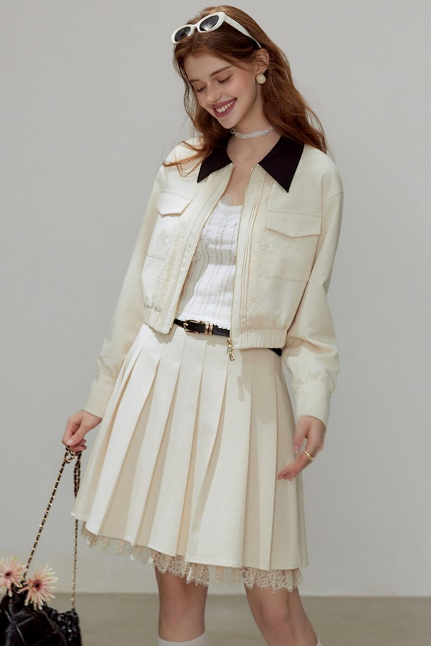 Autumn Lapel Short Coat Set-Up