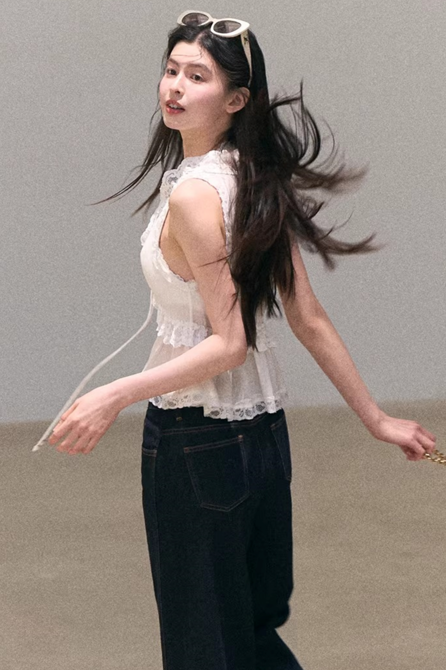 Custom-Dyed Lace Silk Top