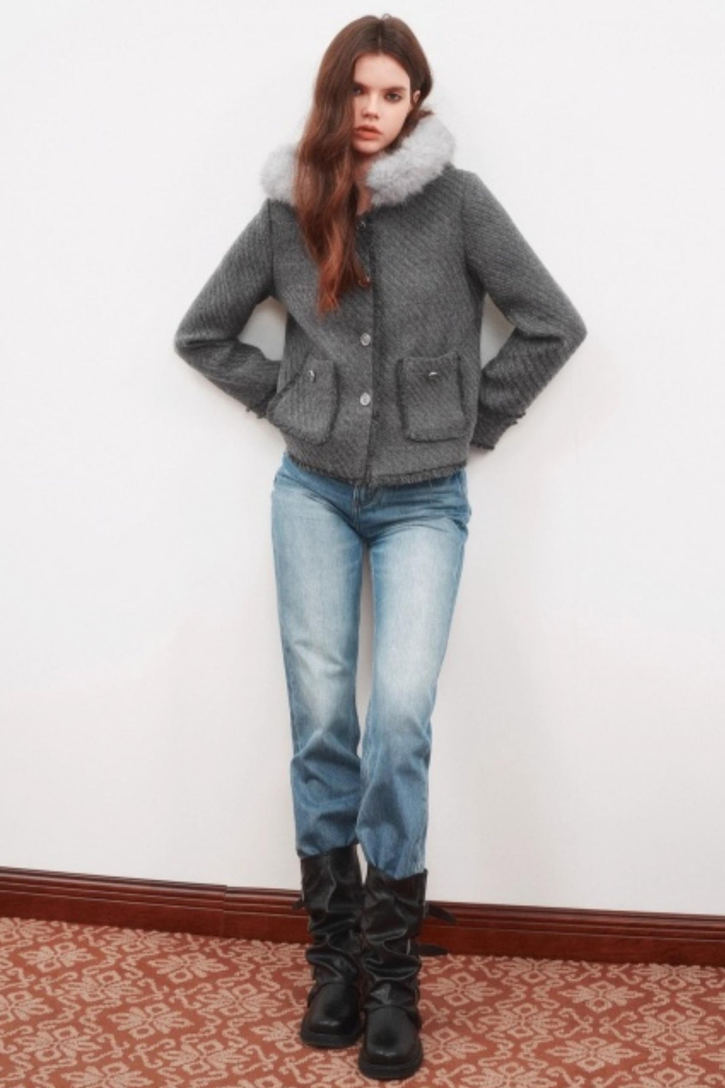Winter Metal Buckle Wool Jacket